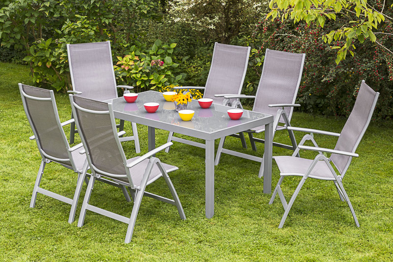 Vallee 6 - Person Patio Dining Set with Rectangular Table, Taupe