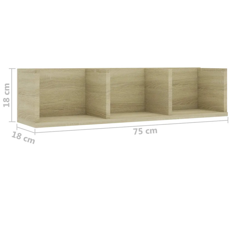 Elzia 3 Piece Floating Shelf, Sonoma Oak