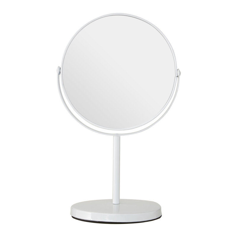 Flat Freestanding Makeup / Shaving Mirror, 29cm H x 18cm W, White