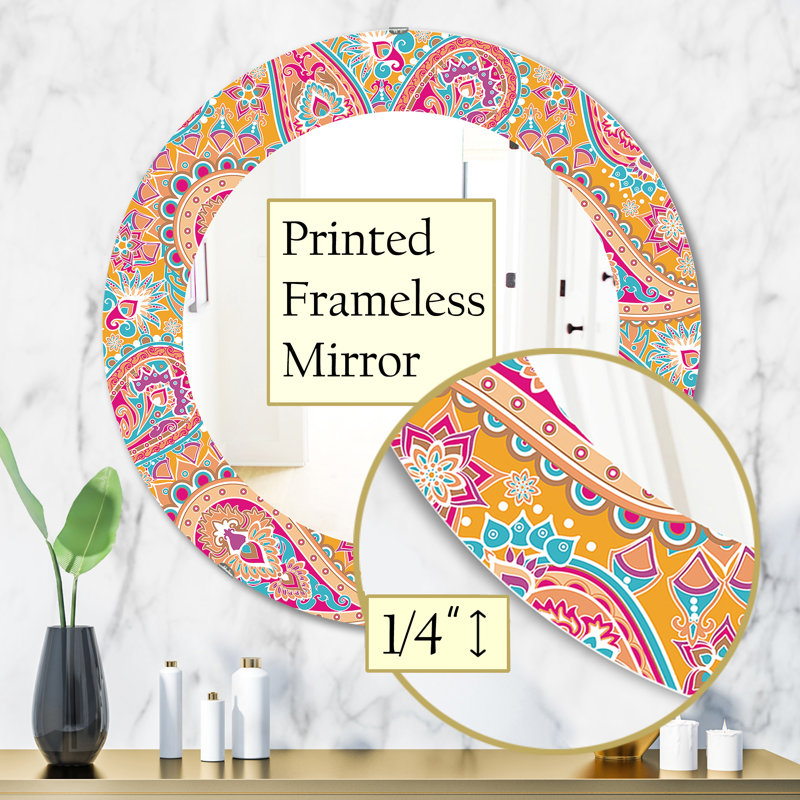 Plumes 18 - Miroir bohémien et éclectique, H 31,5 po x l po