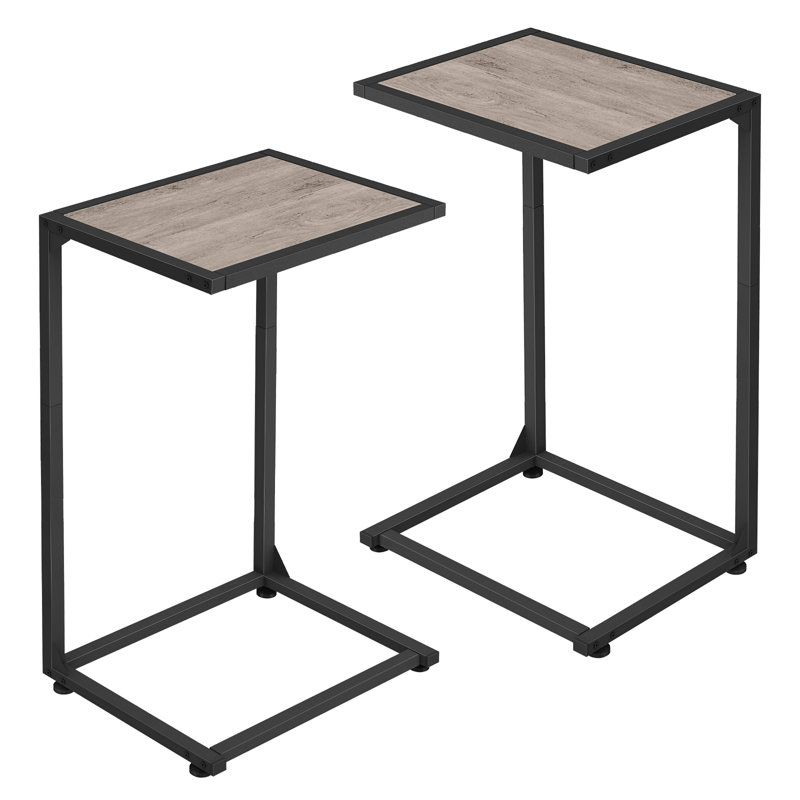 2-Pack Horizontal C-Shaped Side Table Gray