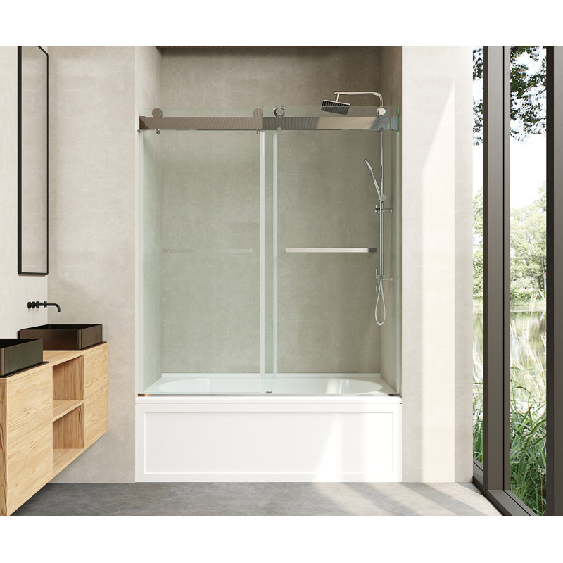 Opal Mirage MCOCOD 60" W x 60" H Double Smooth Sliding Soft-Close Tub Door with(10mm) Clear Glass, Chrome