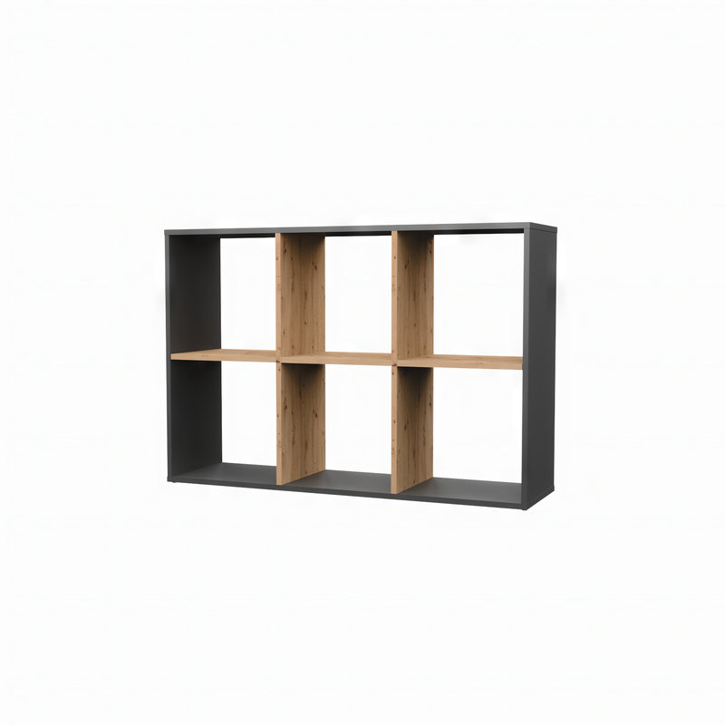 Neiya 75cm H x 110cm W Bookcase, Black/Brown