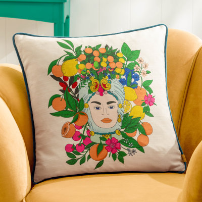 Taormina Floral Teal Square Cushion