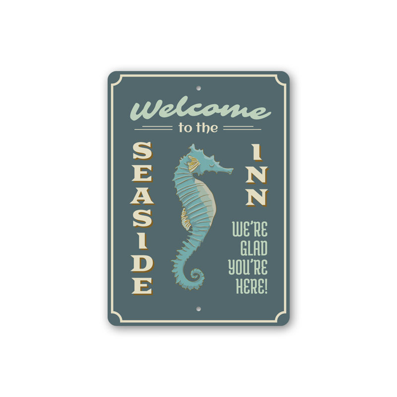 Panneau de bienvenue en aluminium Seaside Inn, H 14 po x l 10 po x P 0,04 po