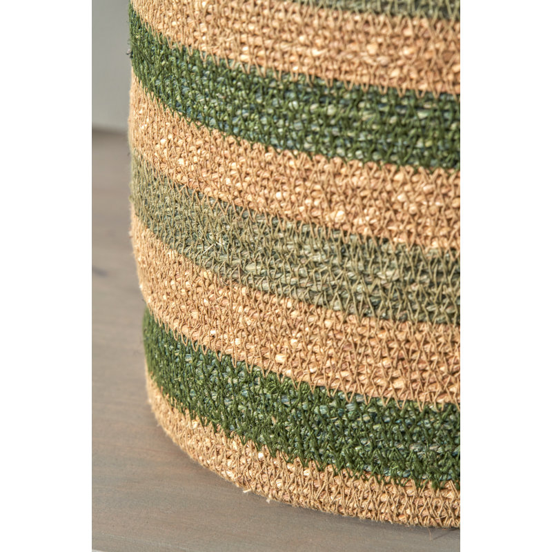 Seagrass Natural Stripe Round Basket, Brown/Green
