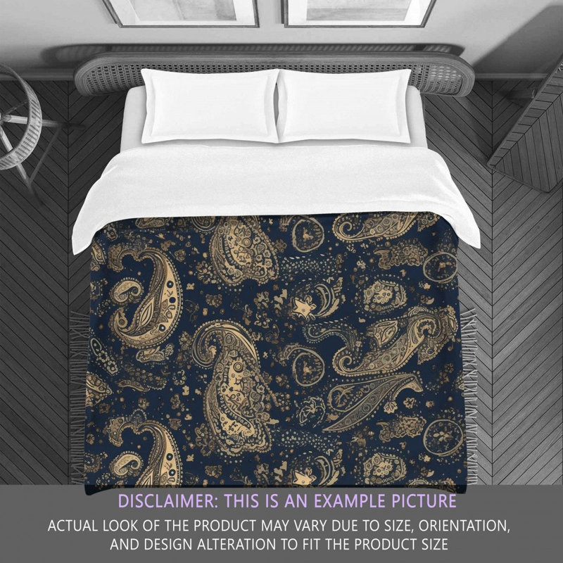 Botanical Navy/Beige Microfiber Comforter, Queen Comforter