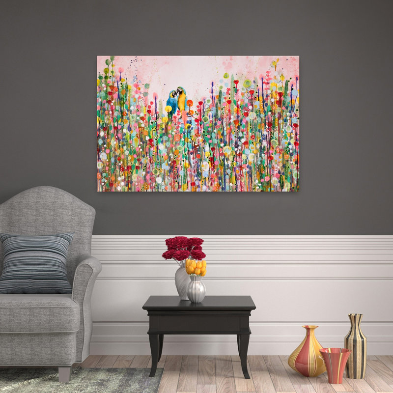 Art contemporain, fleur tropicale, art tropical, H 32 po x l 48 po