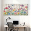 Plantes et fleurs, motif floral sur fond de bois avec papillons, ensemble de 3 impressions sur toile