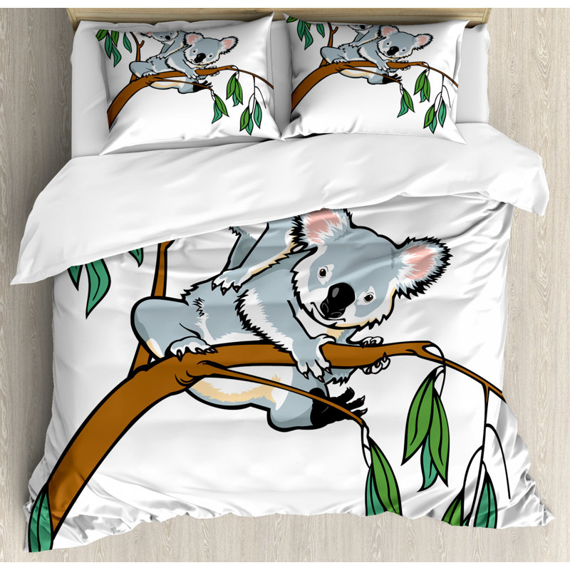 Koala and Eucalyptus Tree Queen Duvet Cover Set