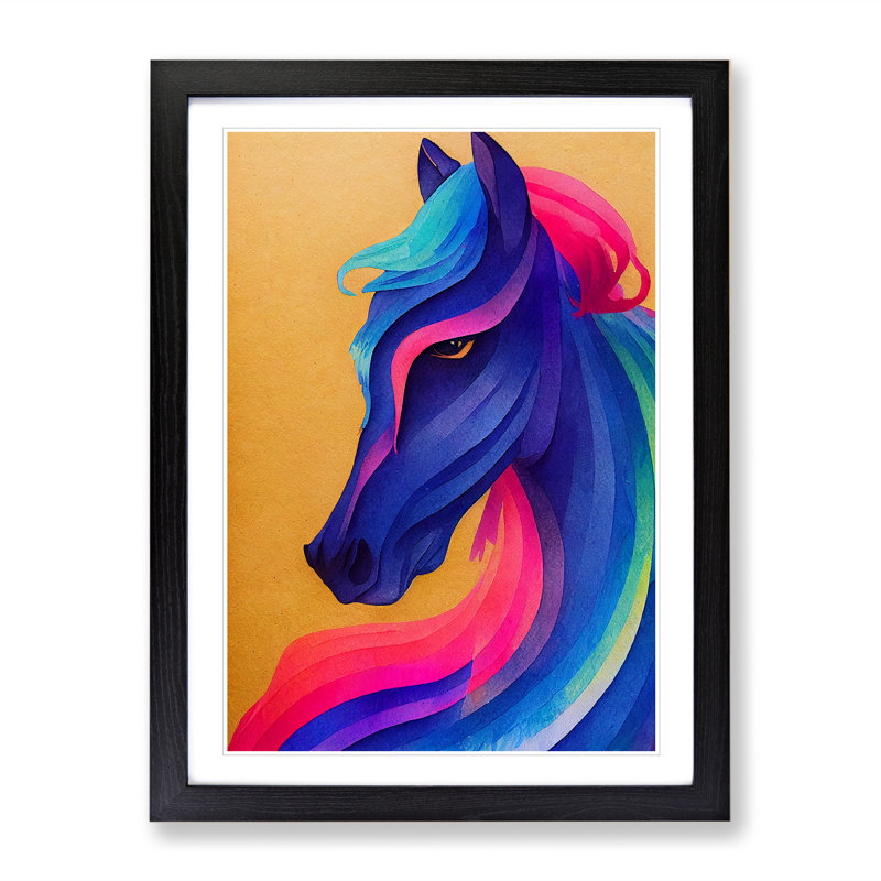 XV1022-5137X Horse No.5 1 Piece Single Picture Frame Painting, 64cm H x 46cm W x 2cm D, Black