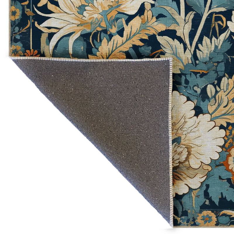 Tapis décoratif moderne à motif de fleurs de pivoines crème Paris, Rectangle 4 pi 7,12 po x 6 pi 6,74 po