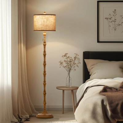 Vintage Floor Lamp, 3-Color Temperature, Chain Switch Standing Lamps, Retro Farmhouse Tall Lamp, (Cream)