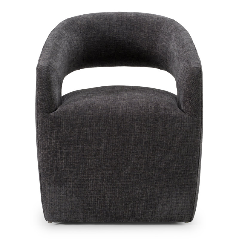 Alaijah Upholstered Swivel Armchair, Dark Grey Polyester