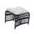 3 Piece Wicker Patio Conversation Set With Cushions, Ottoman, Table, Black/Beige