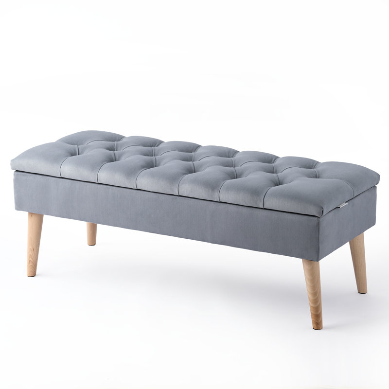 Thalassa Velvet Upholstered Storage Bench, H44 x W80 x D40cm, Powder Pink, Black