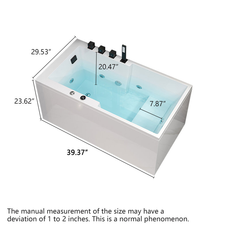 Baignoire profonde en acrylique avec siège intégré et peu encombrante pour les petites salles de bain