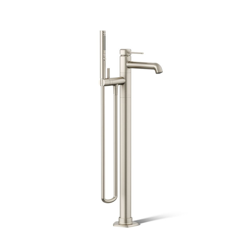 Occasion Floor-Mount Bath Filler Trim With Handshower, Vibrant Brushed Nickel