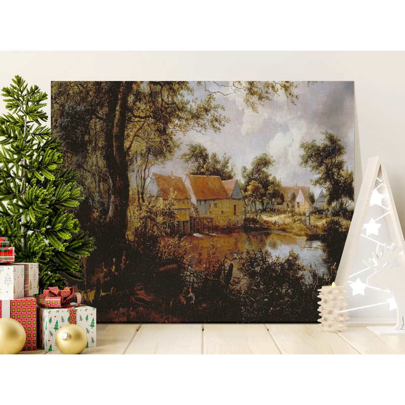 Old Mill Stream Canvas Wall Art, Landscape Painting Print, Gallery Wrapped, Ready to Hang, Archival Quality, Rustic Scene, Modern Decor    