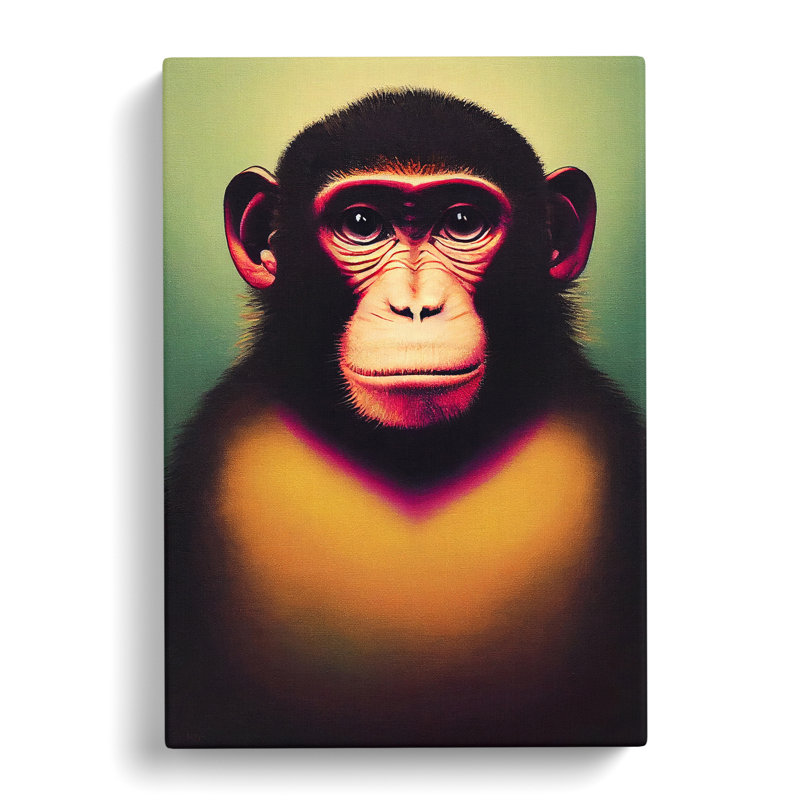 Monkey Face - Wall Art, 60cm H x 40cm W x 3cm D, Wrapped Canvas