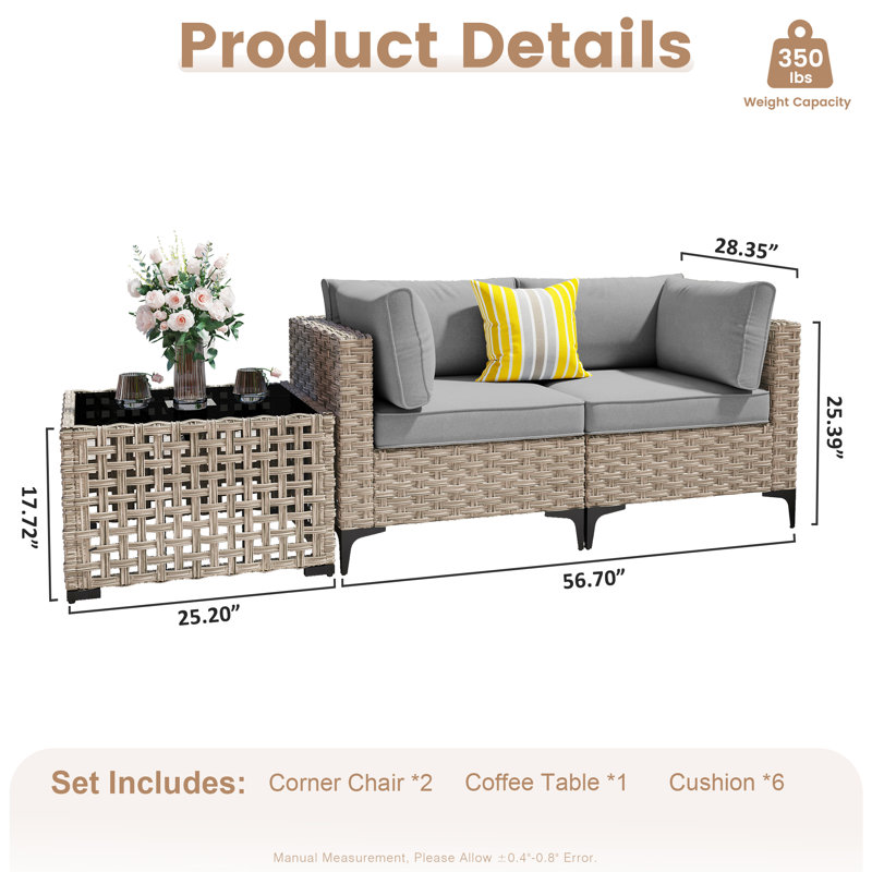 Outdoor Love Seat With Cushion, Gray