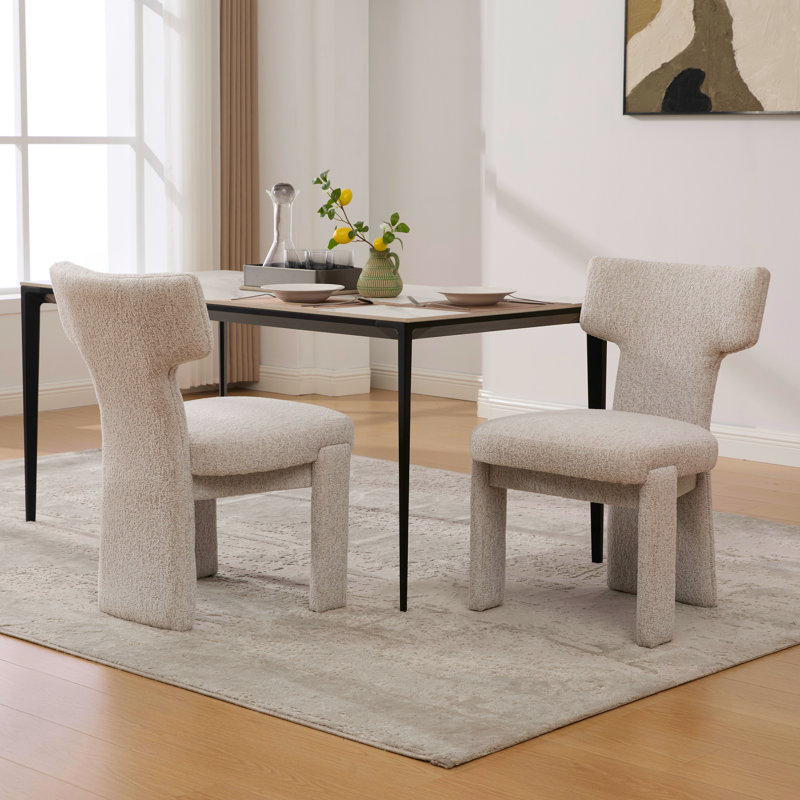 Chaise d'appoint rembourrée à oreilles 22,03 po (ensemble de 2), Beige