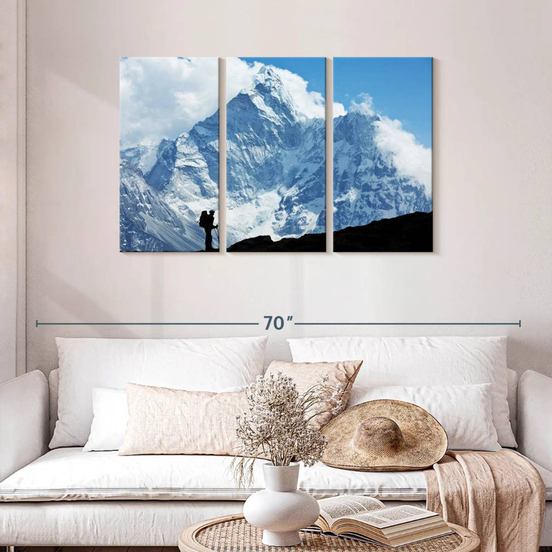 Mount Everest Mountaineer sur toile, ensemble de 3 pièces, 28" H x 45" W