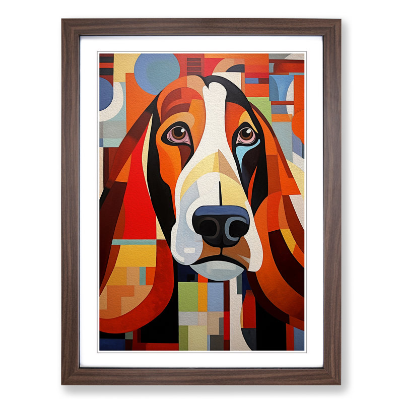 Single Picture Frame Print on Wood, 64cm H x 46cm W, Walnut Framed