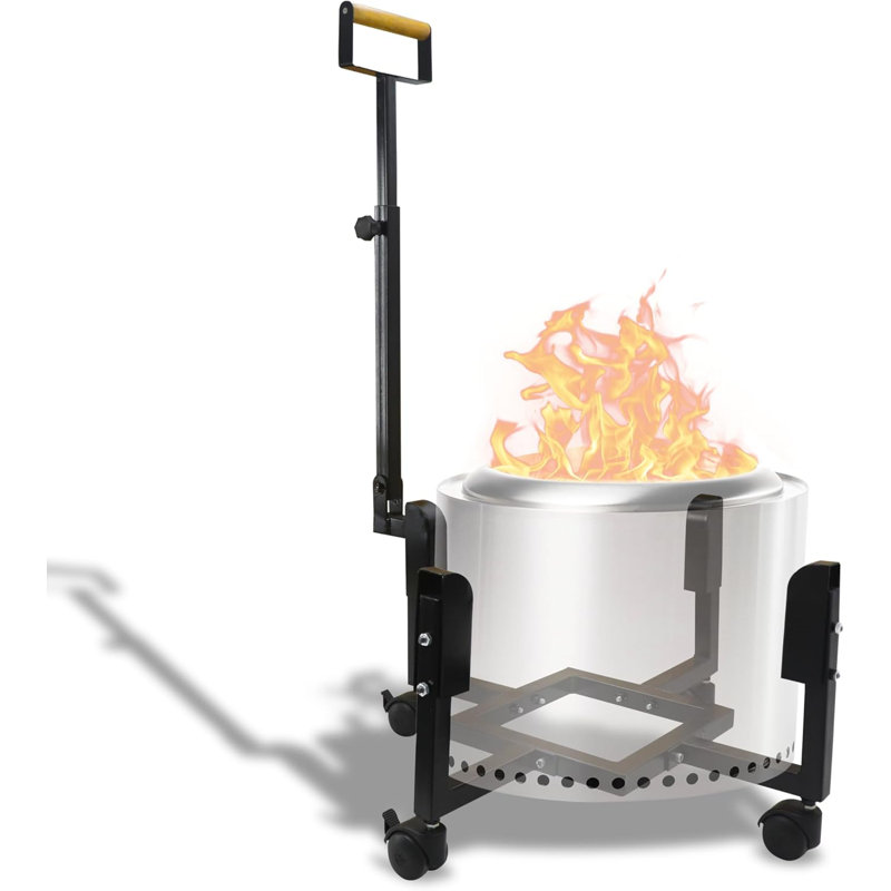 Febtech - Portable Firepit Trolley Stand With Telescopic Handle – Solo Stove Accessories Compatible For Solo Stove Yukon And Other Firepit - Features Support Arm For Easy Fire Pit Mobility