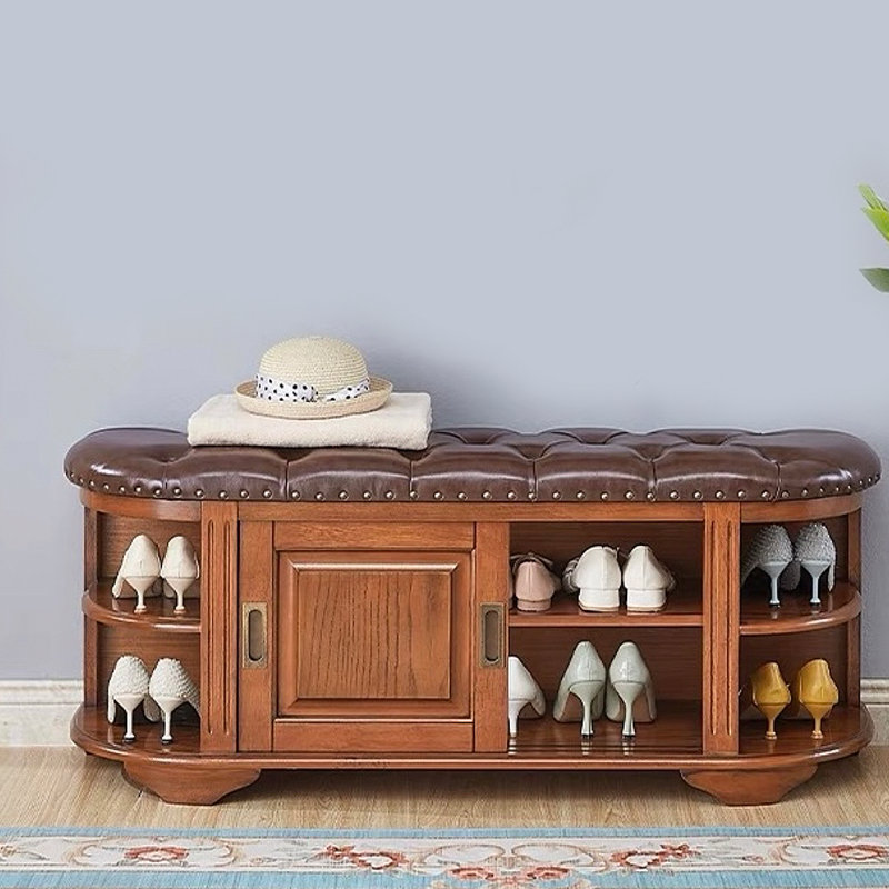 Banc de rangement pour chaussures American Vintage, Brun foncé