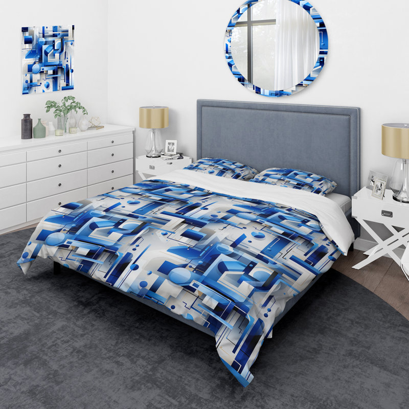 Ensemble de housse de couette géométrique Andreal, Housse de couette pour grand lit et 2 taies décor