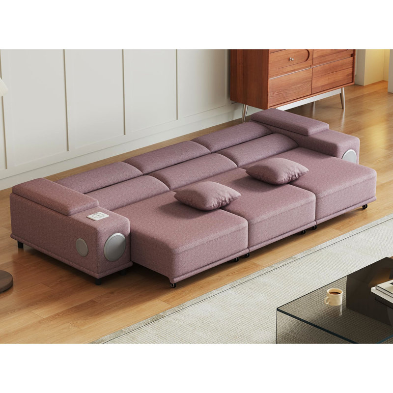 Fauteuil inclinable électrique à 3 places avec télécommande intelligente, charge multi-modes, haut-parleur intégré, nuit pour espace de vie principal, remplisseur de mousse, profondeur d'inclinaison électrique du produit 127,08