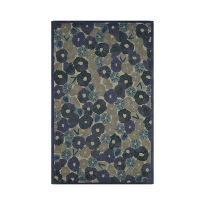 Tapis oriental multicolore en laine touffeté à la main