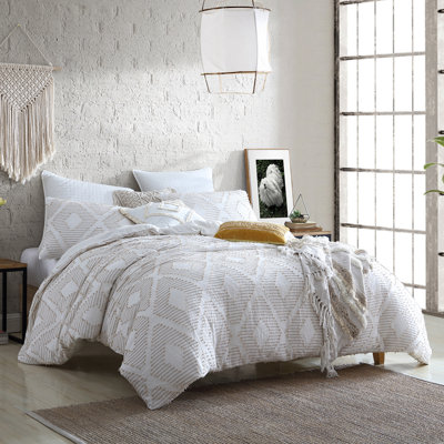 Ensemble d'édredon en jacquard à pinces et losanges 100% coton PUuma