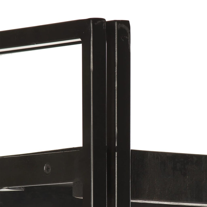 Bookcase Solid Mango Wood, (5 Shelves) 70.9" H x 15.7" W x 11.8" D, Dark Black