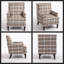 W2530P174776: Fauteuil d'appoint rayé bleu et blanc rétro - Découvrez le confort et le style intemporels de votre salon