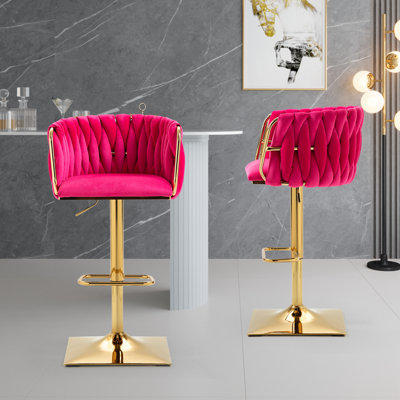 Vintage Bar Stools with Back and Footrest Counter Height Dining Chairs