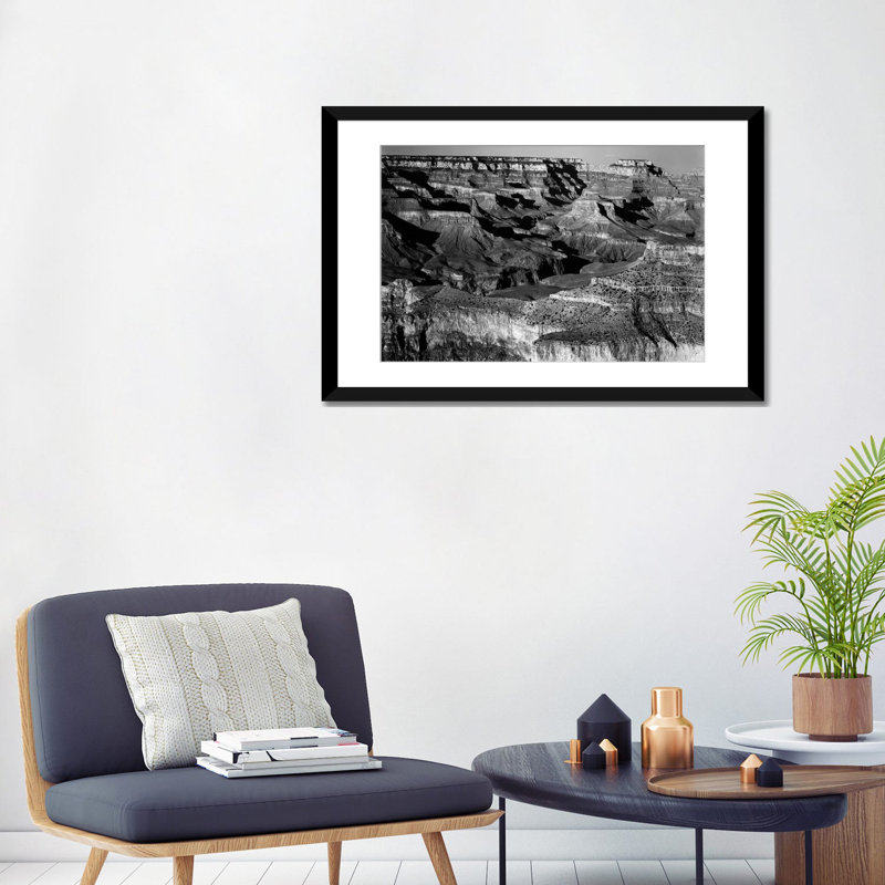 Grand Canyon National Park, H 24 po x l 32 po x P 1 po, Papier beaux-arts encadré noir, Blanc
