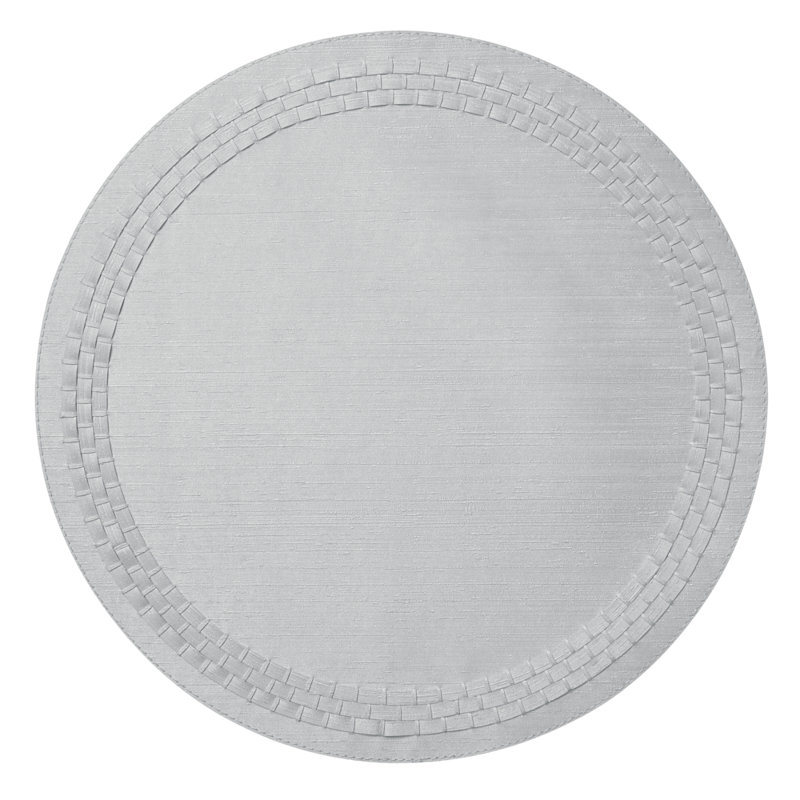 August Silver Round Vinyl Placemat