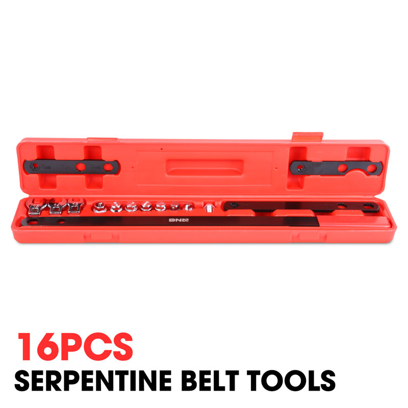 16pc Serpentine Belt Tool Set, Install Remove Serpentine Belts For Spring Loaded, With Case