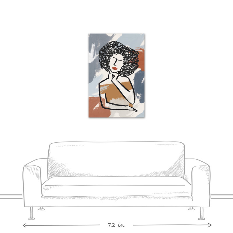 Dame réfléchie - imprimé, Toile tendue, H 36 po x l 24 po x P 1,25 po