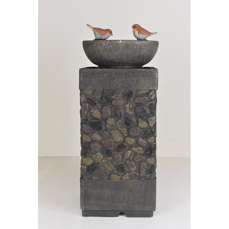 Boldman Hand Crafted Weather Resistant Floor Fountain with Light