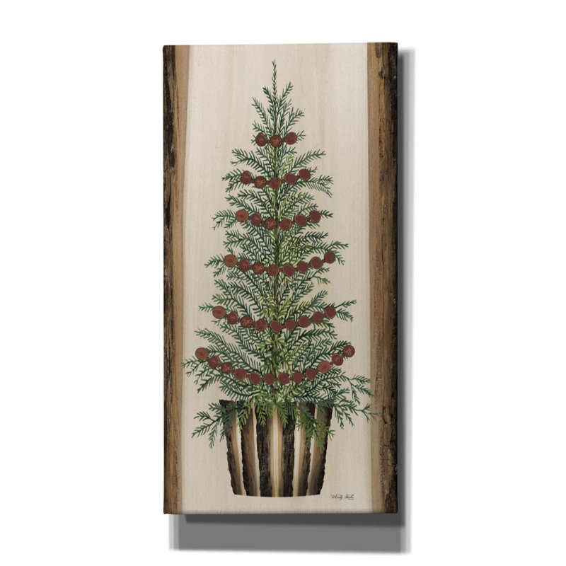 «Wood Land Spruce Tree» par Cindy Jacobs, art mural sur toile, H 40 po x l 20 po x P 1,5 po