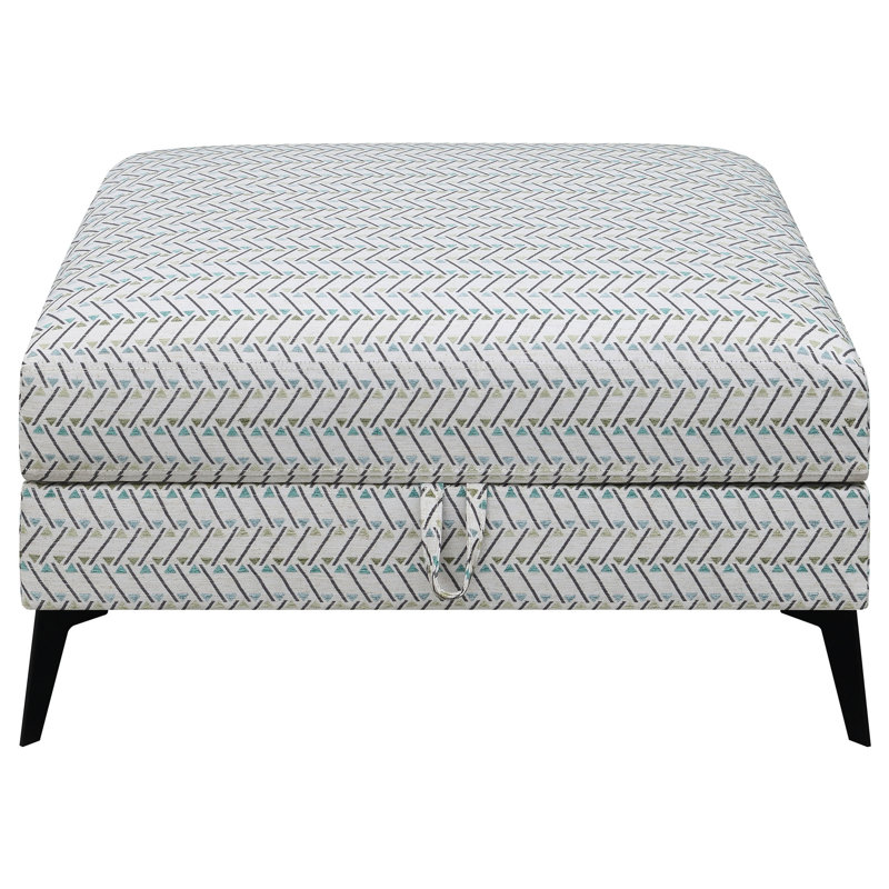 Rangement rembourré en gris et noir, pieds en métal profilés, compartiment dissimulé, finition élégante pour un décor moderne noir, détails audacieux, design, compartiment
