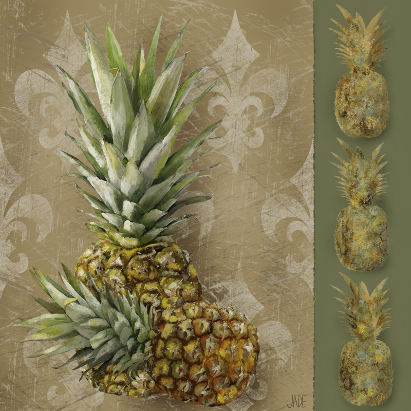 Pineapple Welcome II by Jade Reynolds - Wrapped Canvas Painting, 122cm H x 122cm W