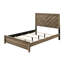Cadre de lit simple brun avec tête de lit, esthétique contemporaine, aspect bois chaleureux, sommier tapissier nécessaire au design, bois, apparence, nécessaire