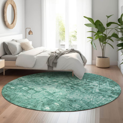Premium Machine Washable Cerrito AMF577 Teal Rug