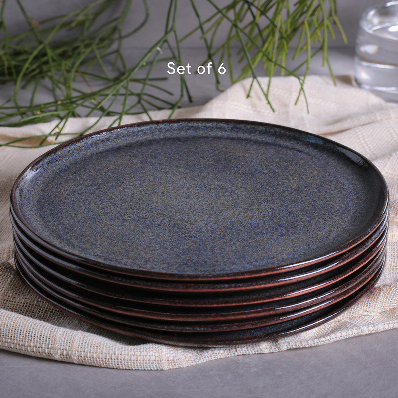 Assiette plate en grès de 10,82 po Commercial, Bleu titane