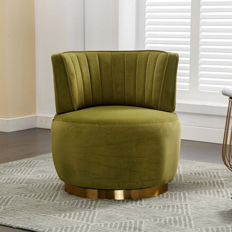360 Degree Swivel Cuddle Barrel Accent Sofa Chairs,Living room chair,Reading chair, Olive Fabric