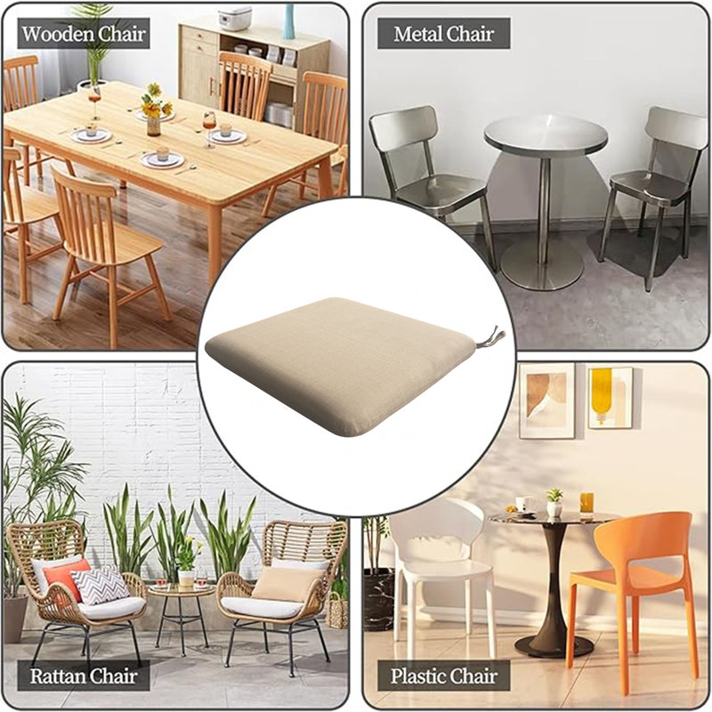 4pc Dining Chair Seat Pad Cushion - Beige, Beige